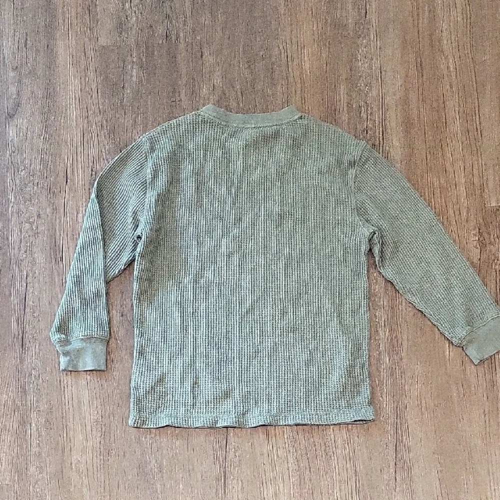 Green Ribbed Kids Long Sleeve Shirt